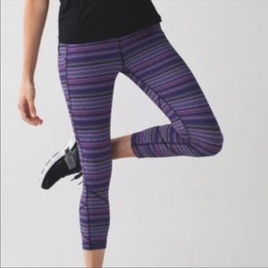 Lululemon Pace Rival Crop Space Dye Tights 6 Prple